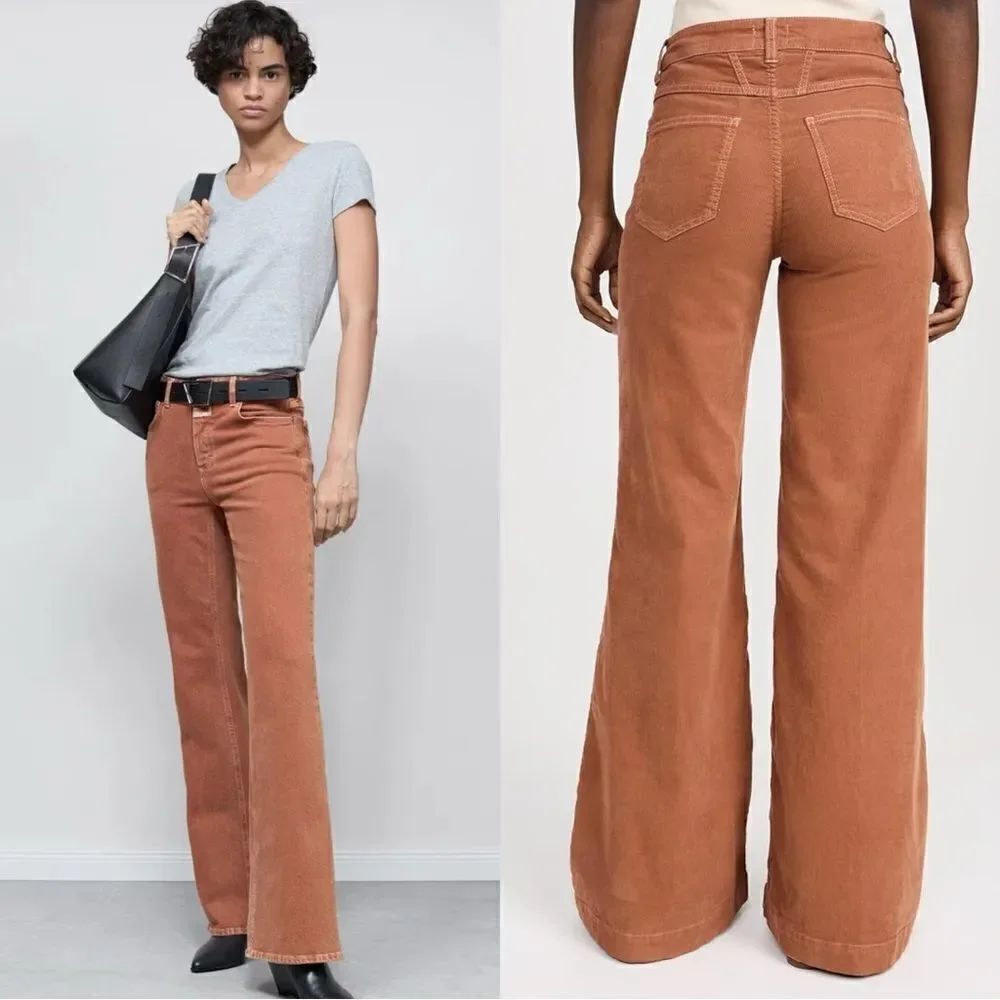 Closed Glow-Up Corduroy Orange Pants Wide Leg Size 28